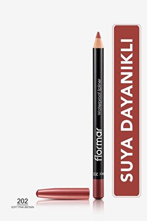Flormar Suya Dayanıklı Dudak Kalemi (BORDO) - Waterproof Lipliner - 202 Soft Pink Brown - 8690604111022