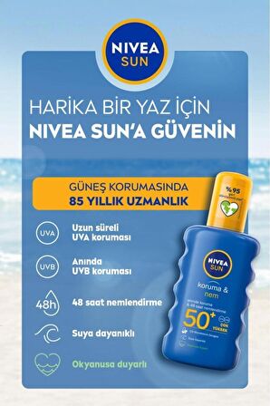 Nivea Sun Spf 50 Koruma & Nem Nemlendirici Güneş Kremi Sprey 200 ml Plaj Çantası Set.nve.867