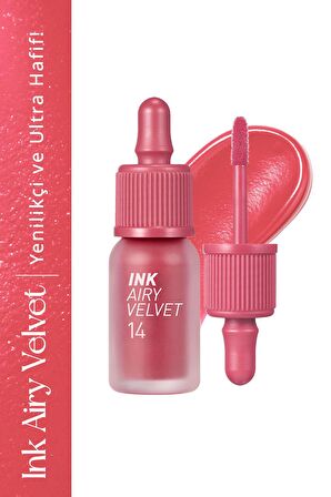 Uzun Süre Kalıcı ve Hafif Formüllü, Kadife Bitişli Tint Peripera Ink Airy Velvet (14 Rosy Pink)