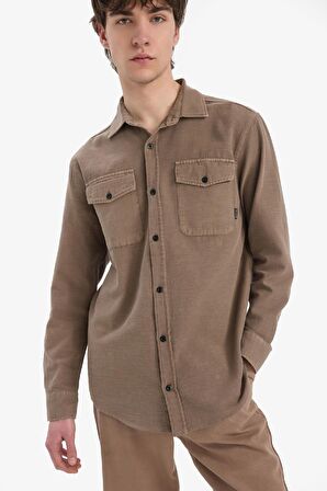 DeFacto %100 Pamuk Regular Fit Polo Yaka Basic Düz Uzun Kollu Gömlek B2654AX25SPBN229