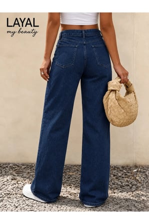 Marina Kadın Jeans Yüksek Bel Bol Paça Rahat Salaş Jean Denim Kot Pantolon