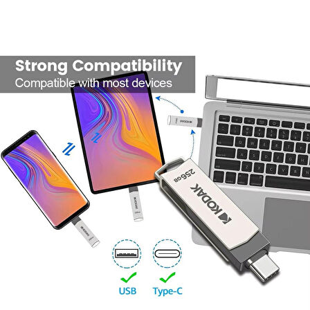 Kodak 128 Gb Type C ve USB 3.2 Flash Bellek Otg Çift Giriş Premium