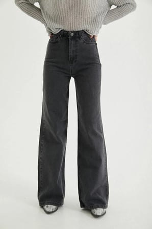 Jeannine Kadın Jeans Füme Yüksek Bel Palazzo Salaş Bol Paça Denim Kot Pantolon BEEKEPLZFÜME-01
