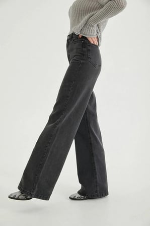 Jeannine Kadın Jeans Füme Yüksek Bel Palazzo Salaş Bol Paça Denim Kot Pantolon BEEKEPLZFÜME-01
