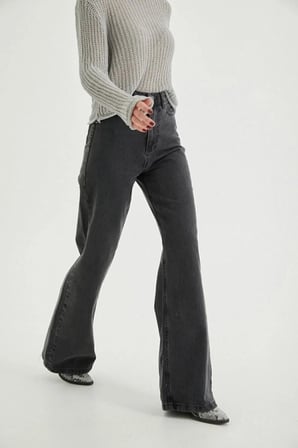 Jeannine Kadın Jeans Füme Yüksek Bel Palazzo Salaş Bol Paça Denim Kot Pantolon BEEKEPLZFÜME-01