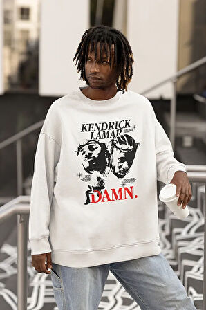 Kendrick Lamar Damn Baskılı Unisex Oversize Rapper Sweatshirt