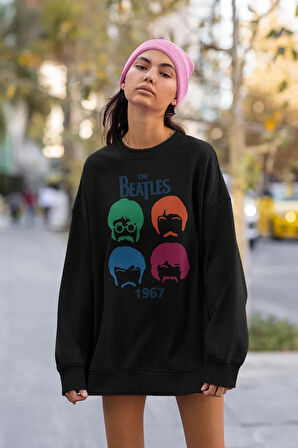 The Beatles 1967 Baskılı Unisex Oversize Müzik Grubu Sweatshirt