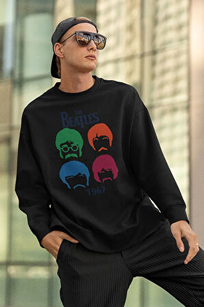 The Beatles 1967 Baskılı Unisex Oversize Müzik Grubu Sweatshirt