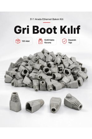 5i 1 Arada Ethernet Bakım Kiti EZ RJ45 Sıkma Pensesi Delikli Konnektör 100lü Paket Gri Boot Kılıf Kablo Test Cihazı Mini Kablo Soyucu Aparat Cat6 UTP İnternet Altyapı Sonlandırma Çakma Pense Takımı