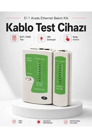 5i 1 Arada Ethernet Bakım Kiti EZ RJ45 Sıkma Pensesi Delikli Konnektör 100lü Paket Gri Boot Kılıf Kablo Test Cihazı Mini Kablo Soyucu Aparat Cat6 UTP İnternet Altyapı Sonlandırma Çakma Pense Takımı