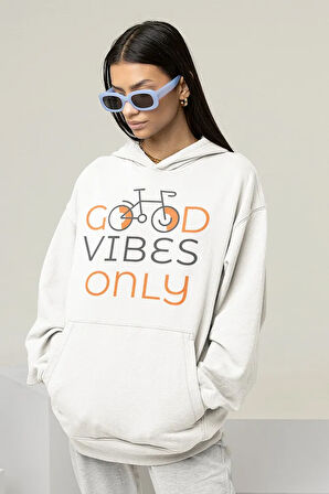 Good Vibes Only Yazılı Unisex Oversize Hoodie