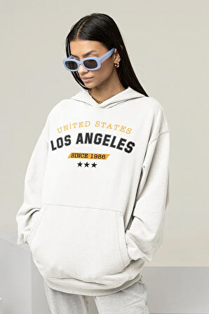 United States Los Angeles 1986 Yazılı Unisex Oversize Hoodie