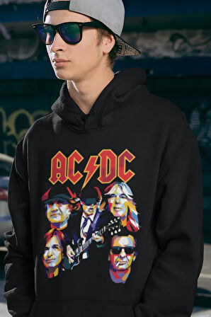 AC DC Rock Metal Baskılı Unisex Oversize Müzik Grubu Hoodie