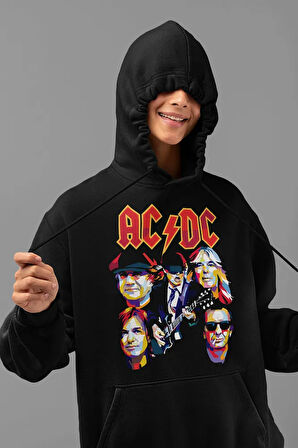 AC DC Rock Metal Baskılı Unisex Oversize Müzik Grubu Hoodie