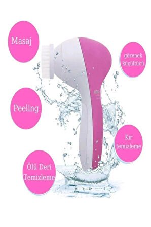 5 In 1 Pilli Yüz Temizleme Peeling Fırça Seti Güzellik Bakım Seti Beautiful Care Massager 1 Adet