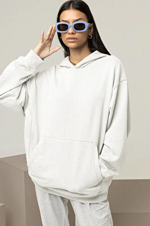 Oversize Unisex Baskısız Basic Hoodie