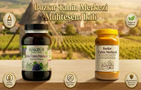 Bozkır tahin Merkezi Yerli Altın susam tahini 935 Gr & Köy Üzüm Pekmezi 950 Gr (doğal& katkısız)