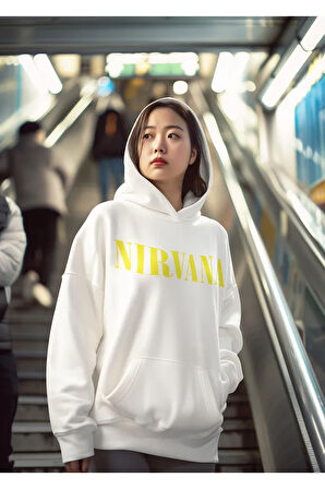 Nirvana Yazılı Unisex Oversize Tasarım Hoodie