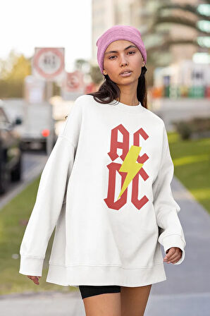 AC DC Rock Metal Müzik Grubu Baskılı Unisex Oversize Sweatshirt