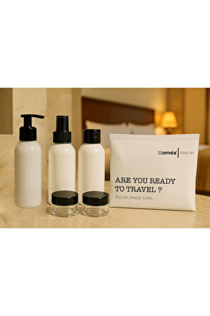 Plastik Seyahat Boy 100ml Beyaz Şişe ve Kavanoz 5’li Set – Çantalı Seyahat Kiti