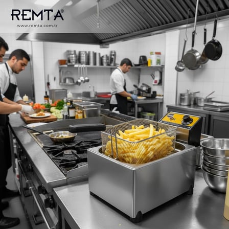 Remta 5 Lt Elektrikli Fritöz Inox 2750 W Profesyonel Kullanım Paslanmaz Çelik Gövde