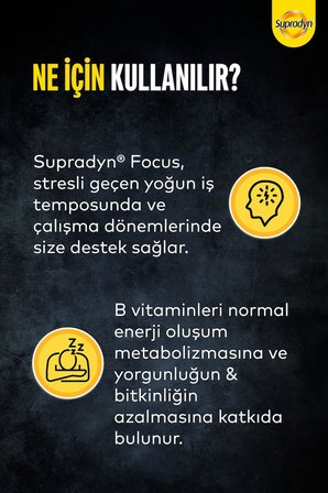 Supradyn Focus 30 Film Kaplı Tablet| Zeytin Polifenolü, Ginseng, Multivitamin ve Mineral İçeren Takviye Edici Gıda