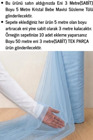 Bebe Mavisi Süsleme Tülü, 5 METRE Nişan Tülü Bohça Tülü, Gelin Damat Düğün Konvoy Kapı Valiz Süsleme, Kristal Tül, Hediye Süsü, 500 cm