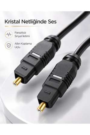 5 METRE Optik Ses Kablosu Toslink Dijital Fiber Ev Sinema Soundbar Uyumlu Siyah Altın Kaplama Uçlu Kristal Netliğinde Parazitsiz Sinyal İletimi Çevresel Surround Akustik Ses Sistemi Bağlantı Kablosu