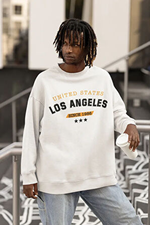 United States Los Angeles Yazılı Unisex Oversize Sweatshirt