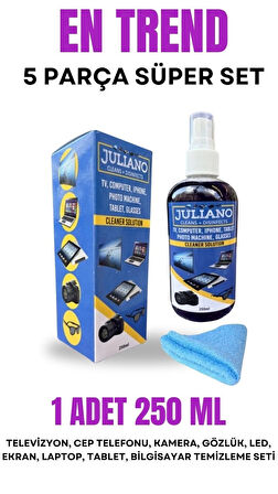 5 Parça: 250ML TV-Telefon Sprey+Deri Kılıf+30ML Gözlük Sprey+Sporcu İpi+ Mic. Gözlük Bez