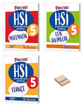 Fenomen 5. Sınıf Matematik Fen ve Türkçe Haftalık Süreç İzleme Denemeleri 3lü Set + Telefon Standı 