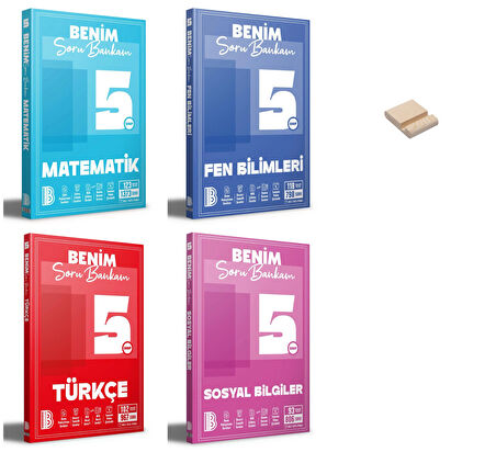5. Sınıf Benim Soru Bankam Matematik Fen Türkçe ve Sosyal 4lü Set + Telefon Standı