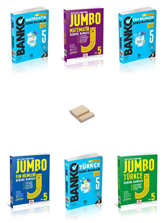 Model Eğitim 5. Sınıf BANKO-JUMBO Matematik Fen Türkçe Soru ve Deneme Bankası 6lı Set + Telefon Standı