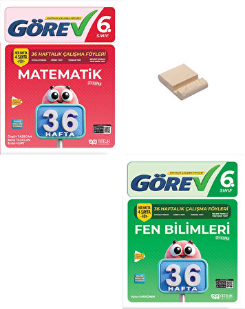 Nitelik 6. Sınıf Matematik ve Fen Bilimleri 36 Haftalık Görev Föyleri + Telefon Standı