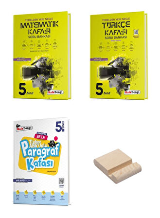 Kafa Dengi 5. Sınıf Matematik Türkçe ve Paragraf Kafası Soru Bankası 3lü Set + Telefon Standı 