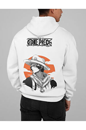One Piece Anime Karakter Baskılı Unisex Oversize Hoodie