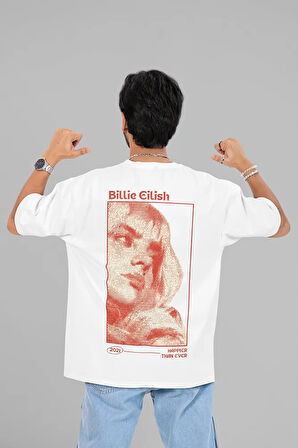 Tasarım Billie Eilish Baskılı Unisex Oversize Şarkıcı Tişört