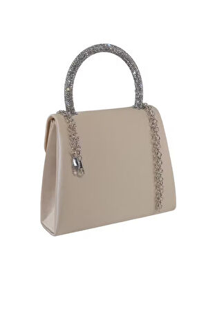 Saten Taşlı Ten Abiye Çanta. Ten Saten Abiye Çantası. Ten Abiye Çanta. Davet Gece Çantası.