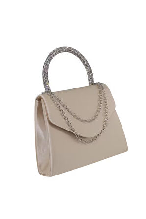 Saten Taşlı Ten Abiye Çanta. Ten Saten Abiye Çantası. Ten Abiye Çanta. Davet Gece Çantası.