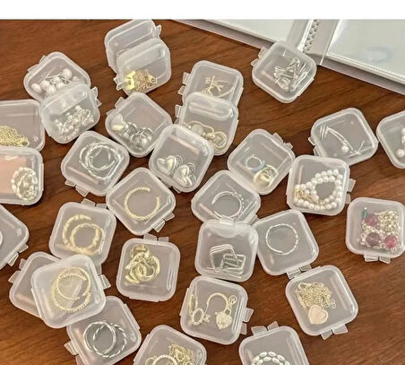 5 adet mini şeffaf takı kutusu saklama kabı 