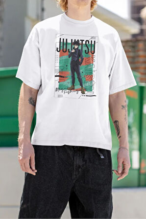 Anime Karakter Jujutsu Kaisen Baskılı Unisex Oversize Tişört