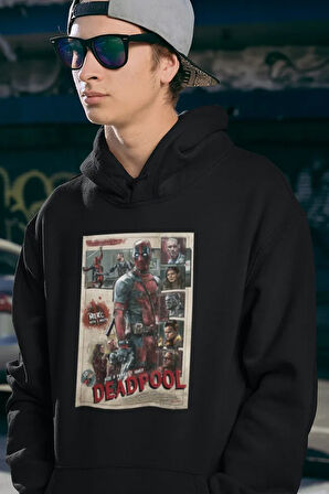 Vintage Deadpool Tasarım Baskılı Unisex Oversize Hoodie