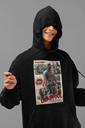 Vintage Deadpool Tasarım Baskılı Unisex Oversize Hoodie