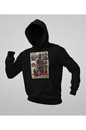 Vintage Deadpool Tasarım Baskılı Unisex Oversize Hoodie