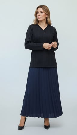 KADIN ORTA YAŞ VE ÜZERİ V YAKA DESENLİ TRİKO BLUZ