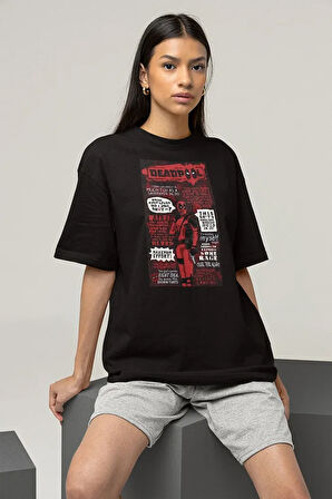 Dergi Kapağı Deadpool Baskılı Oversize Unisex Marvel Tişört