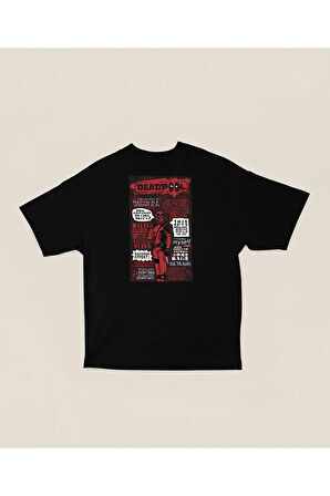 Dergi Kapağı Deadpool Baskılı Oversize Unisex Marvel Tişört