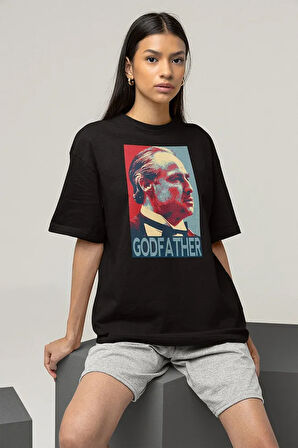 Efsane Film Godfather Baskılı Unisex Oversize Tişört