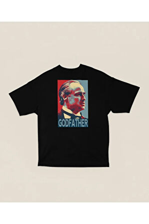 Efsane Film Godfather Baskılı Unisex Oversize Tişört