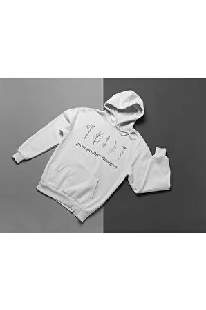 Grow Positive Thoughts Baskılı Unisex Oversize Hoodie